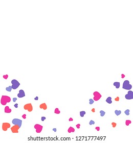 Festive Background with Colorful hearts. Delicate Pattern for Postcard, Print, Banner or Poster. Pretty hearts For Party Decoration, Wedding, Birthday or Anniversary Invitation. Vector
