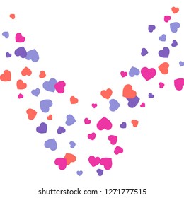 Festive Background with Colorful hearts. Delicate Pattern for Postcard, Print, Banner or Poster. Pretty hearts For Party Decoration, Wedding, Birthday or Anniversary Invitation. Vector
