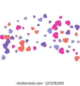 Festive Background with Colorful hearts. Delicate Pattern for Postcard, Print, Banner or Poster. Pretty hearts For Party Decoration, Wedding, Birthday or Anniversary Invitation. Vector
