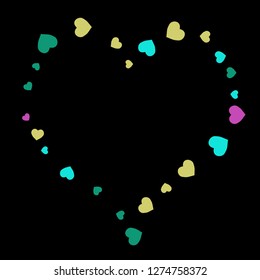 Festive Background with Colorful hearts. Delicate Pattern for Postcard, Print, Banner or Poster. Pretty hearts For Party Decoration, Wedding, Birthday or Anniversary Invitation. Vector
