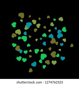Festive Background with Colorful hearts. Delicate Pattern for Postcard, Print, Banner or Poster. Pretty hearts For Party Decoration, Wedding, Birthday or Anniversary Invitation. Vector
