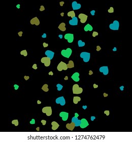 Festive Background with Colorful hearts. Delicate Pattern for Postcard, Print, Banner or Poster. Pretty hearts For Party Decoration, Wedding, Birthday or Anniversary Invitation. Vector

