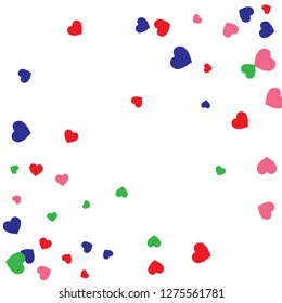 Festive Background with Colorful hearts. Delicate Pattern for Postcard, Print, Banner or Poster. Pretty hearts For Party Decoration, Wedding, Birthday or Anniversary Invitation. Vector
