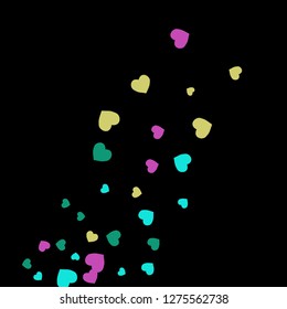 Festive Background with Colorful hearts. Delicate Pattern for Postcard, Print, Banner or Poster. Pretty hearts For Party Decoration, Wedding, Birthday or Anniversary Invitation. Vector
