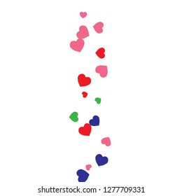 Festive Background with Colorful hearts. Delicate Pattern for Postcard, Print, Banner or Poster. Pretty hearts For Party Decoration, Wedding, Birthday or Anniversary Invitation. Vector
