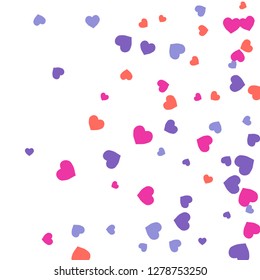 Festive Background with Colorful hearts. Delicate Pattern for Postcard, Print, Banner or Poster. Pretty hearts For Party Decoration, Wedding, Birthday or Anniversary Invitation. Vector
