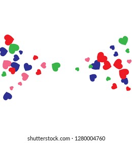 Festive Background with Colorful hearts. Delicate Pattern for Postcard, Print, Banner or Poster. Pretty hearts For Party Decoration, Wedding, Birthday or Anniversary Invitation. Vector
