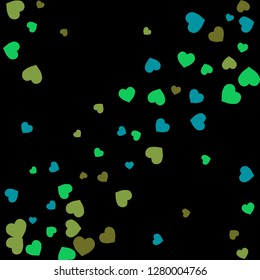 Festive Background with Colorful hearts. Delicate Pattern for Postcard, Print, Banner or Poster. Pretty hearts For Party Decoration, Wedding, Birthday or Anniversary Invitation. Vector
