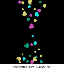 Festive Background with Colorful hearts. Delicate Pattern for Postcard, Print, Banner or Poster. Pretty hearts For Party Decoration, Wedding, Birthday or Anniversary Invitation. Vector
