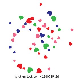 Festive Background with Colorful hearts. Delicate Pattern for Postcard, Print, Banner or Poster. Pretty hearts For Party Decoration, Wedding, Birthday or Anniversary Invitation. Vector
