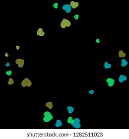 Festive Background with Colorful hearts. Delicate Pattern for Postcard, Print, Banner or Poster. Pretty hearts For Party Decoration, Wedding, Birthday or Anniversary Invitation. Vector
