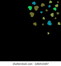Festive Background with Colorful hearts. Delicate Pattern for Postcard, Print, Banner or Poster. Pretty hearts For Party Decoration, Wedding, Birthday or Anniversary Invitation. Vector
