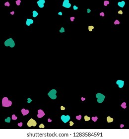 Festive Background with Colorful hearts. Delicate Pattern for Postcard, Print, Banner or Poster. Pretty hearts For Party Decoration, Wedding, Birthday or Anniversary Invitation. Vector
