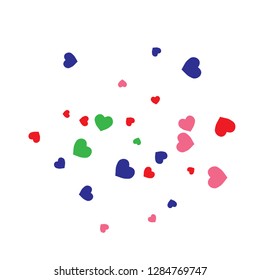 Festive Background with Colorful hearts. Delicate Pattern for Postcard, Print, Banner or Poster. Pretty hearts For Party Decoration, Wedding, Birthday or Anniversary Invitation. Vector
