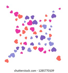 Festive Background with Colorful hearts. Delicate Pattern for Postcard, Print, Banner or Poster. Pretty hearts For Party Decoration, Wedding, Birthday or Anniversary Invitation. Vector
