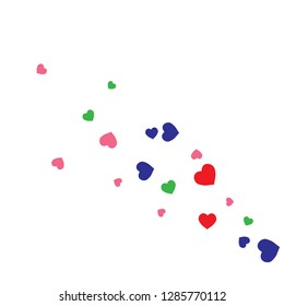 Festive Background with Colorful hearts. Delicate Pattern for Postcard, Print, Banner or Poster. Pretty hearts For Party Decoration, Wedding, Birthday or Anniversary Invitation. Vector
