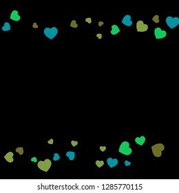 Festive Background with Colorful hearts. Delicate Pattern for Postcard, Print, Banner or Poster. Pretty hearts For Party Decoration, Wedding, Birthday or Anniversary Invitation. Vector
