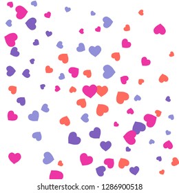 Festive Background with Colorful hearts. Delicate Pattern for Postcard, Print, Banner or Poster. Pretty hearts For Party Decoration, Wedding, Birthday or Anniversary Invitation. Vector
