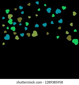 Festive Background with Colorful hearts. Delicate Pattern for Postcard, Print, Banner or Poster. Pretty hearts For Party Decoration, Wedding, Birthday or Anniversary Invitation. Vector
