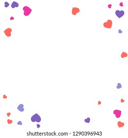 Festive Background with Colorful hearts. Delicate Pattern for Postcard, Print, Banner or Poster. Pretty hearts For Party Decoration, Wedding, Birthday or Anniversary Invitation. Vector
