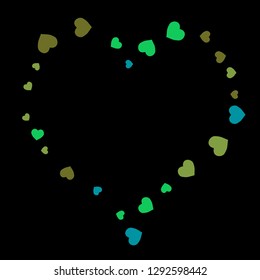 Festive Background with Colorful hearts. Delicate Pattern for Postcard, Print, Banner or Poster. Pretty hearts For Party Decoration, Wedding, Birthday or Anniversary Invitation. Vector
