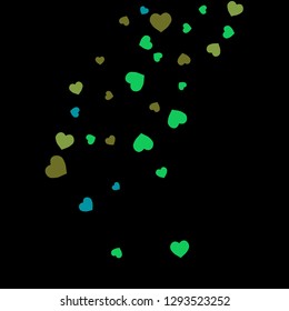 Festive Background with Colorful hearts. Delicate Pattern for Postcard, Print, Banner or Poster. Pretty hearts For Party Decoration, Wedding, Birthday or Anniversary Invitation. Vector
