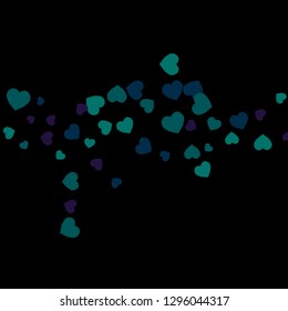 Festive Background with Colorful hearts. Delicate Pattern for Postcard, Print, Banner or Poster. Pretty hearts For Party Decoration, Wedding, Birthday or Anniversary Invitation. Vector
