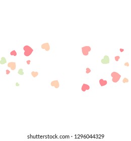 Festive Background with Colorful hearts. Delicate Pattern for Postcard, Print, Banner or Poster. Pretty hearts For Party Decoration, Wedding, Birthday or Anniversary Invitation. Vector
