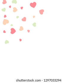 Festive Background with Colorful hearts. Delicate Pattern for Postcard, Print, Banner or Poster. Pretty hearts For Party Decoration, Wedding, Birthday or Anniversary Invitation. Vector
