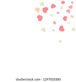 Festive Background with Colorful hearts. Delicate Pattern for Postcard, Print, Banner or Poster. Pretty hearts For Party Decoration, Wedding, Birthday or Anniversary Invitation. Vector
