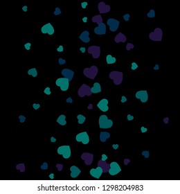 Festive Background with Colorful hearts. Delicate Pattern for Postcard, Print, Banner or Poster. Pretty hearts For Party Decoration, Wedding, Birthday or Anniversary Invitation. Vector
