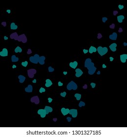 Festive Background with Colorful hearts. Delicate Pattern for Postcard, Print, Banner or Poster. Pretty hearts For Party Decoration, Wedding, Birthday or Anniversary Invitation. Vector

