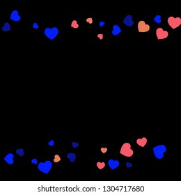 Festive Background with Colorful hearts. Delicate Pattern for Postcard, Print, Banner or Poster. Pretty hearts For Party Decoration, Wedding, Birthday or Anniversary Invitation. Vector
