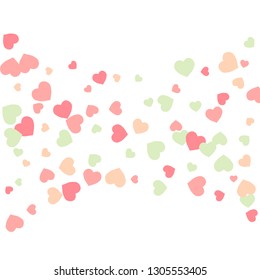 Festive Background with Colorful hearts. Delicate Pattern for Postcard, Print, Banner or Poster. Pretty hearts For Party Decoration, Wedding, Birthday or Anniversary Invitation. Vector
