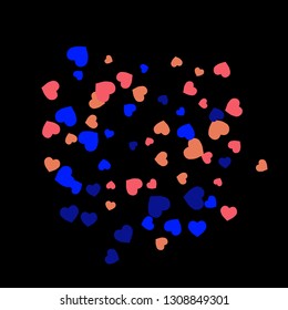 Festive Background with Colorful hearts. Delicate Pattern for Postcard, Print, Banner or Poster. Pretty hearts For Party Decoration, Wedding, Birthday or Anniversary Invitation. Vector

