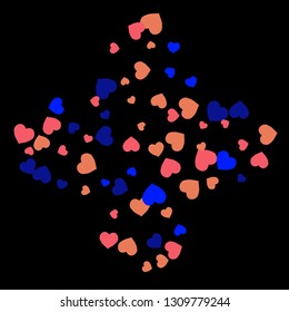 Festive Background with Colorful hearts. Delicate Pattern for Postcard, Print, Banner or Poster. Pretty hearts For Party Decoration, Wedding, Birthday or Anniversary Invitation. Vector
