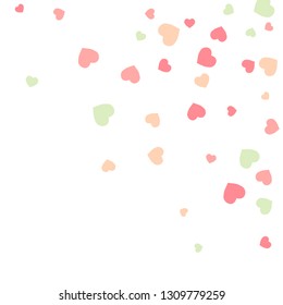 Festive Background with Colorful hearts. Delicate Pattern for Postcard, Print, Banner or Poster. Pretty hearts For Party Decoration, Wedding, Birthday or Anniversary Invitation. Vector
