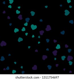 Festive Background with Colorful hearts. Delicate Pattern for Postcard, Print, Banner or Poster. Pretty hearts For Party Decoration, Wedding, Birthday or Anniversary Invitation. Vector
