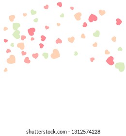 Festive Background with Colorful hearts. Delicate Pattern for Postcard, Print, Banner or Poster. Pretty hearts For Party Decoration, Wedding, Birthday or Anniversary Invitation. Vector

