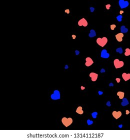 Festive Background with Colorful hearts. Delicate Pattern for Postcard, Print, Banner or Poster. Pretty hearts For Party Decoration, Wedding, Birthday or Anniversary Invitation. Vector
