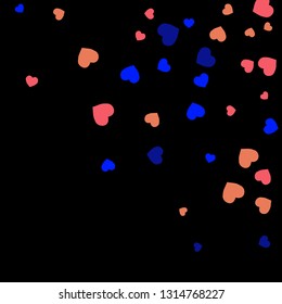 Festive Background with Colorful hearts. Delicate Pattern for Postcard, Print, Banner or Poster. Pretty hearts For Party Decoration, Wedding, Birthday or Anniversary Invitation. Vector
