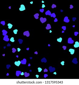 Festive Background with Colorful hearts. Delicate Pattern for Postcard, Print, Banner or Poster. Pretty hearts For Party Decoration, Wedding, Birthday or Anniversary Invitation. Vector

