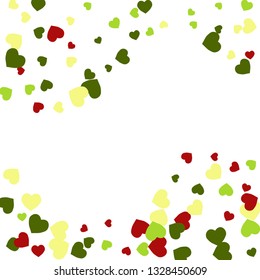 Festive Background with Colorful hearts. Delicate Pattern for Postcard, Print, Banner or Poster. Pretty hearts For Party Decoration, Wedding, Birthday or Anniversary Invitation. Vector
