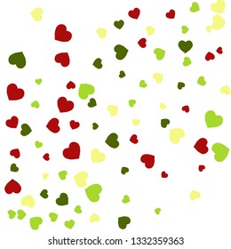 Festive Background with Colorful hearts. Delicate Pattern for Postcard, Print, Banner or Poster. Pretty hearts For Party Decoration, Wedding, Birthday or Anniversary Invitation. Vector
