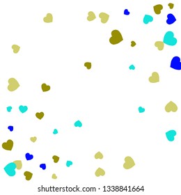 Festive Background with Colorful hearts. Delicate Pattern for Postcard, Print, Banner or Poster. Pretty hearts For Party Decoration, Wedding, Birthday or Anniversary Invitation. Vector
