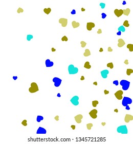 Festive Background with Colorful hearts. Delicate Pattern for Postcard, Print, Banner or Poster. Pretty hearts For Party Decoration, Wedding, Birthday or Anniversary Invitation. Vector
