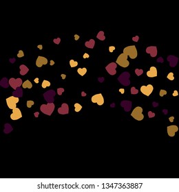 Festive Background with Colorful hearts. Delicate Pattern for Postcard, Print, Banner or Poster. Pretty hearts For Party Decoration, Wedding, Birthday or Anniversary Invitation. Vector
