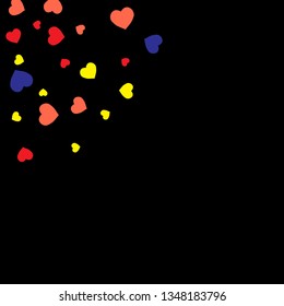 Festive Background with Colorful hearts. Delicate Pattern for Postcard, Print, Banner or Poster. Pretty hearts For Party Decoration, Wedding, Birthday or Anniversary Invitation. Vector
