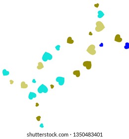 Festive Background with Colorful hearts. Delicate Pattern for Postcard, Print, Banner or Poster. Pretty hearts For Party Decoration, Wedding, Birthday or Anniversary Invitation. Vector
