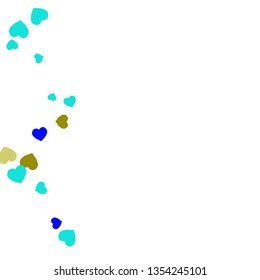 Festive Background with Colorful hearts. Delicate Pattern for Postcard, Print, Banner or Poster. Pretty hearts For Party Decoration, Wedding, Birthday or Anniversary Invitation. Vector
